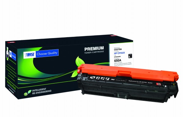 MSE Premium Farb-Toner für HP Color LaserJet CP5525 (650A) Black - kompatibel mit CE270A