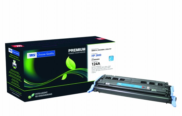 MSE Premium Farb-Toner für HP Color LaserJet 1600/2600 (124A) Cyan - kompatibel mit Q6001A