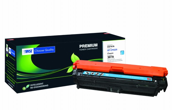 MSE Premium Farb-Toner für HP Color LaserJet CP5225 (307A) Cyan - kompatibel mit CE741A