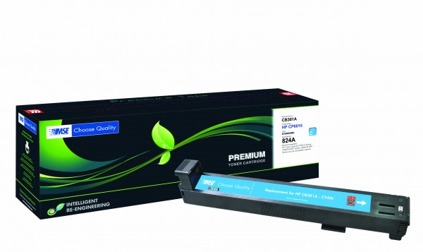 MSE Premium Farb-Toner für HP Color LaserJet CP6015 (824A) Cyan - kompatibel mit CB381A